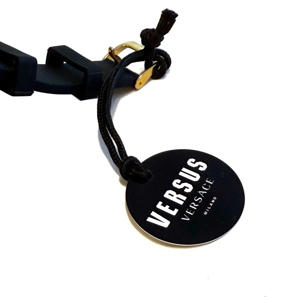 VERSACE Versus Versace Black Gold Lion Head Stainless Steel & Silicone Watch NWT - Picture 10 of 13